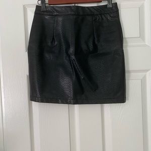 Black Leather Skirt with Snake Skin Pattern
